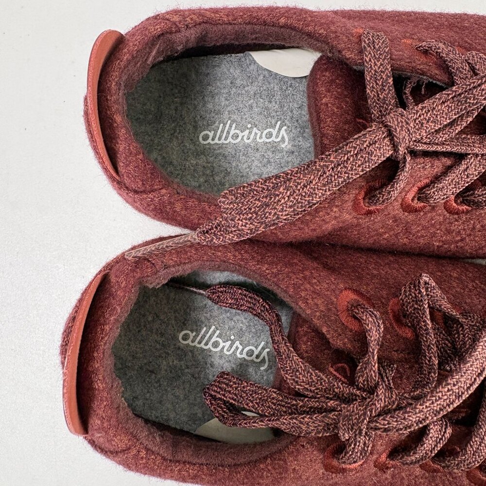 Allbirds WP Wool Pipers Shoes Womens 6 Burgundy Low Top Comfort Lace Sneakers - Picture 6 of 11